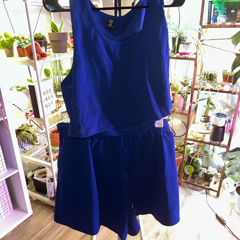 Blue Tank Top and Shorts Set